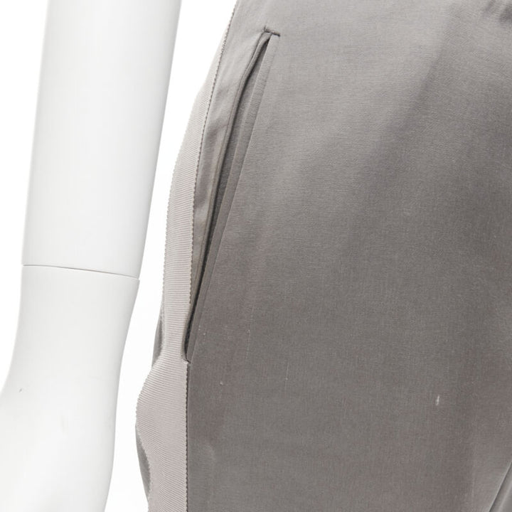 HAIDER ACKERMANN grey rayon dusty pink grosgrain cropped trousers FR38 S