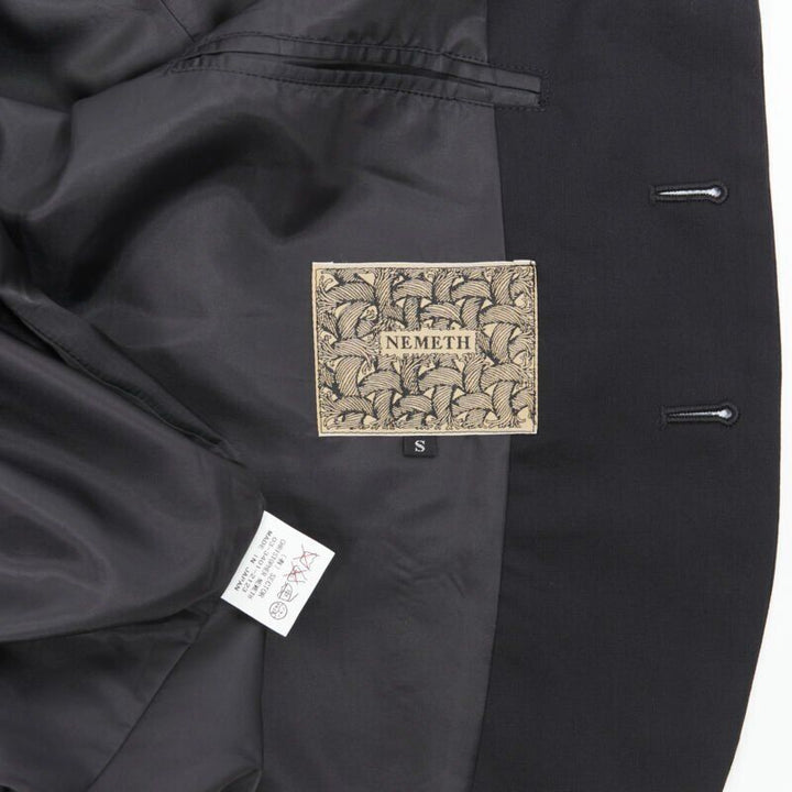 NEMETH Christopher Nemeth black wool exposed lining layered blazer jacket S