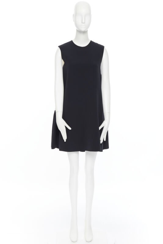 ROKSANDA black sleeveless contrast white back panel pleated skirt boxy dress UK6