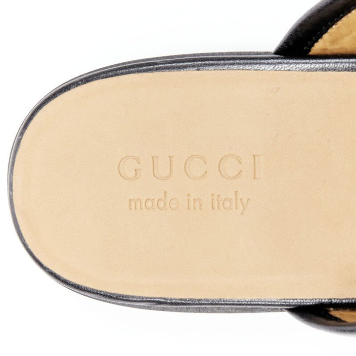 GUCCI Quentin Nero black leather gold Horsebit slip on loafer UK9 US10 EU43
