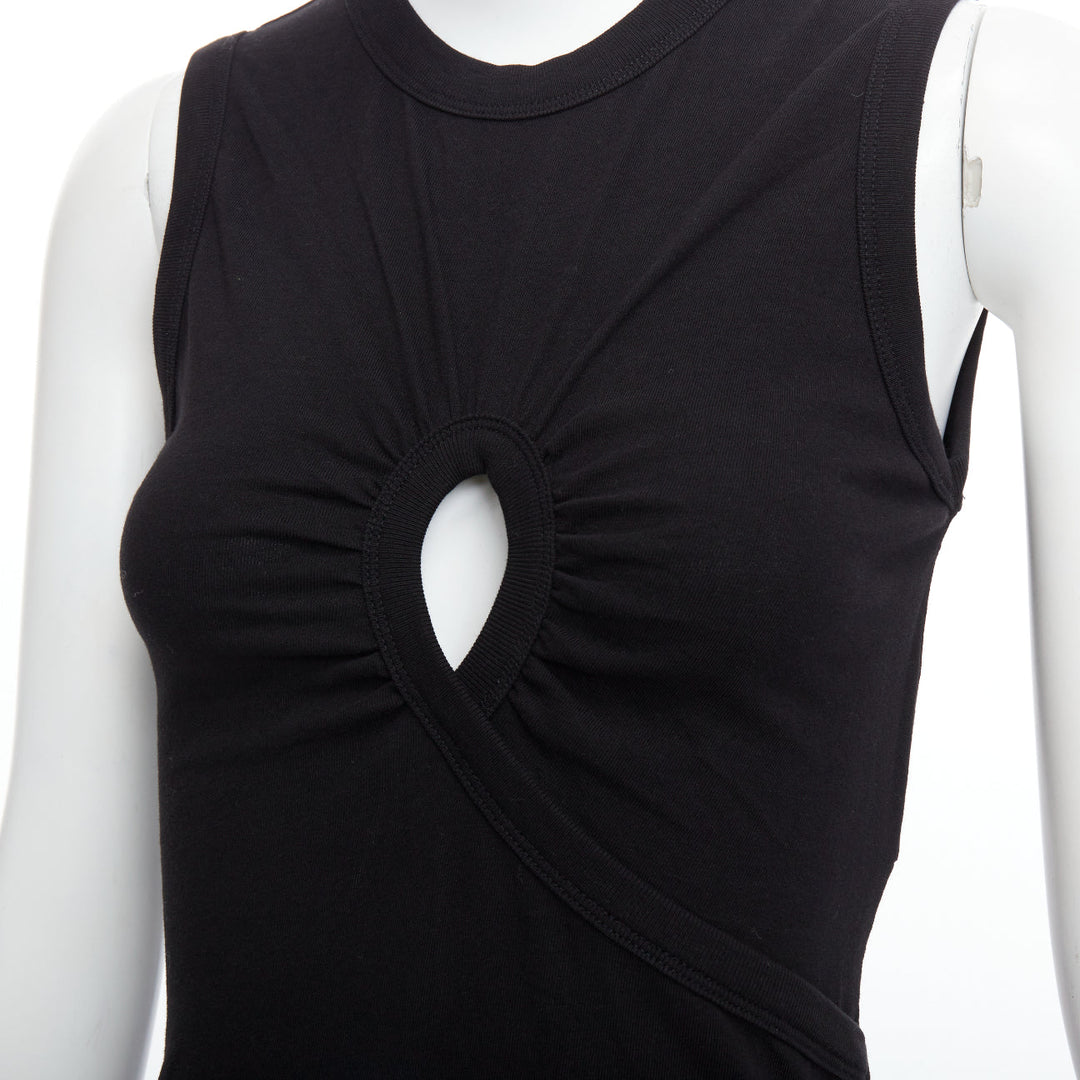 T ALEXANDER WANG black cotton chest cutout twist draped mini dress XS