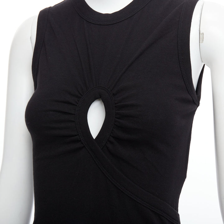 T ALEXANDER WANG black cotton chest cutout twist draped mini dress XS
