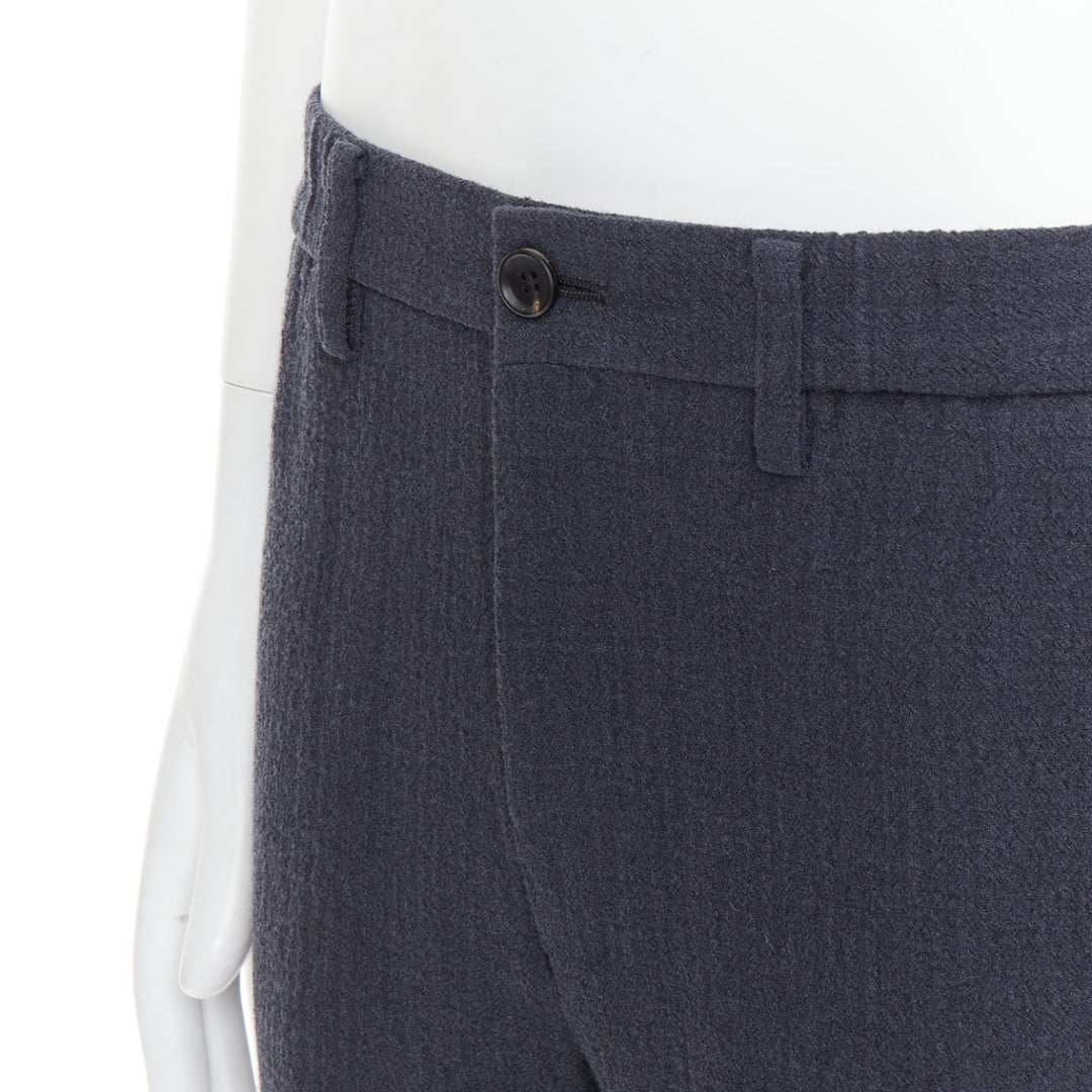 ISSEY MIYAKE MEN grey 100% wool textured cropped pants JP1 S