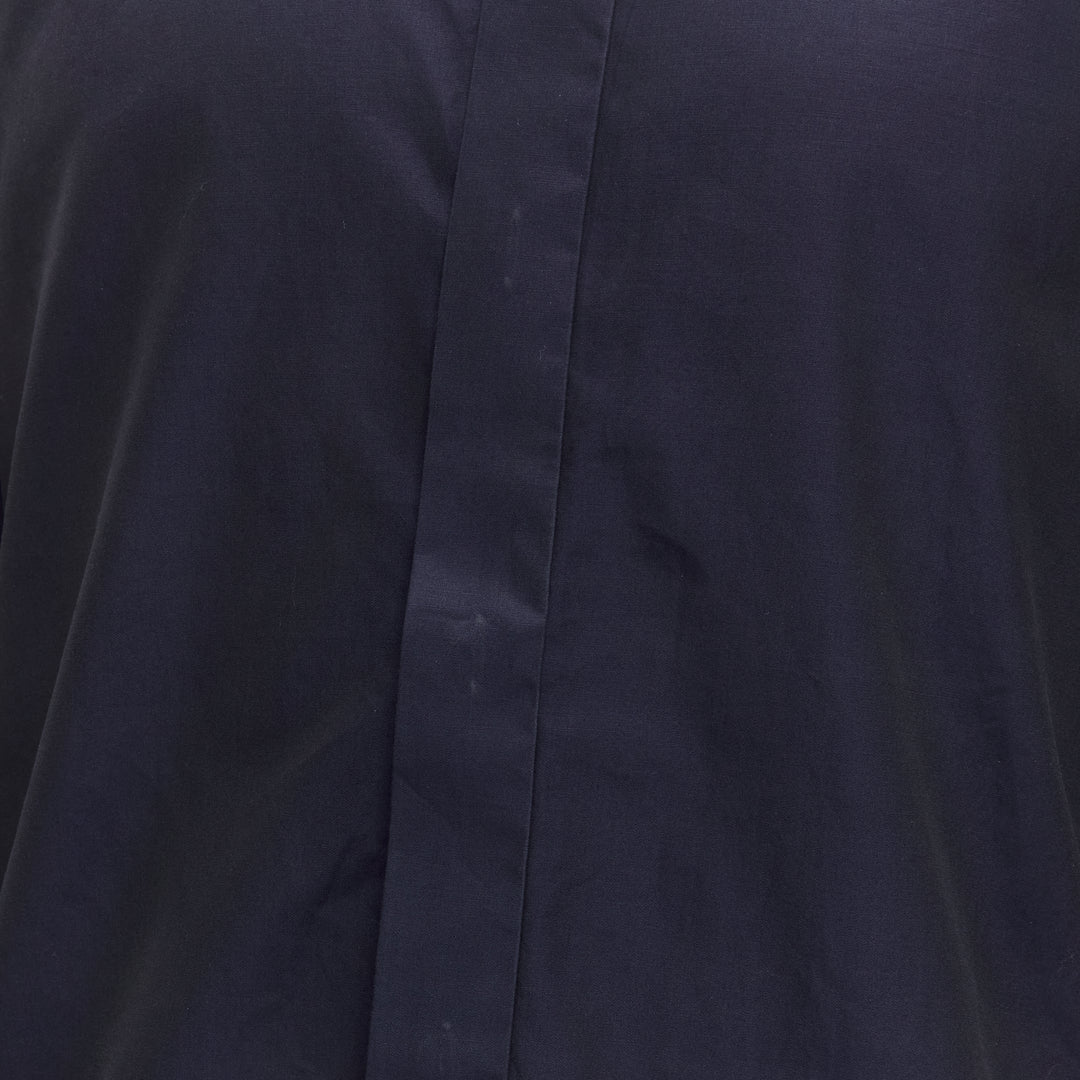 VALENTINO classic minimal navy poplin twill contrast collar dress shirt EU40 L