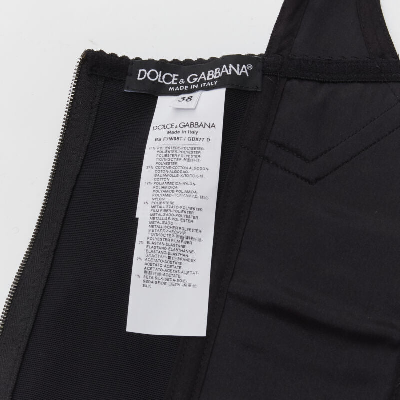 DOLCE GABBANA 2021 Sicilian Patchwork metallic jacquard boned bustier IT38 XS