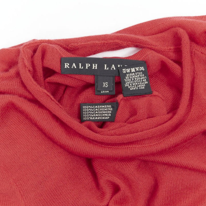 RALPH LAUREN  100% cashmere circle cut out back short sleeve knitted top XS