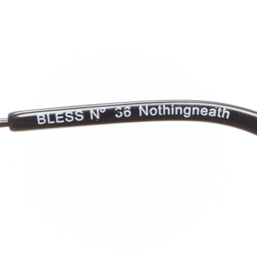 rare BLESS Duo Fringe black chain no lens aviator sunglasses