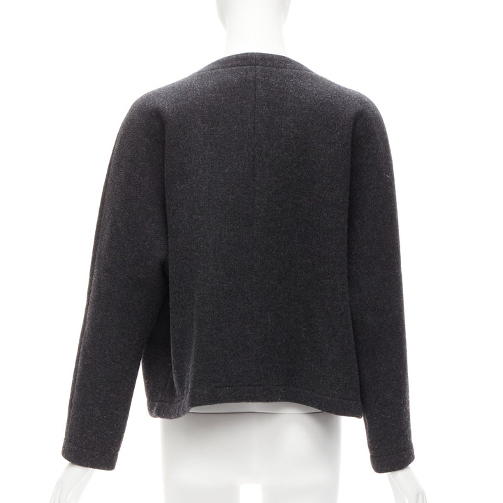 MARNI grey wool blend leather double zip pull trapeze jacket IT38 XS