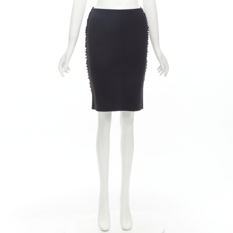 DION LEE black cut out braid knot detail pencil skirt AUS8 US4 S