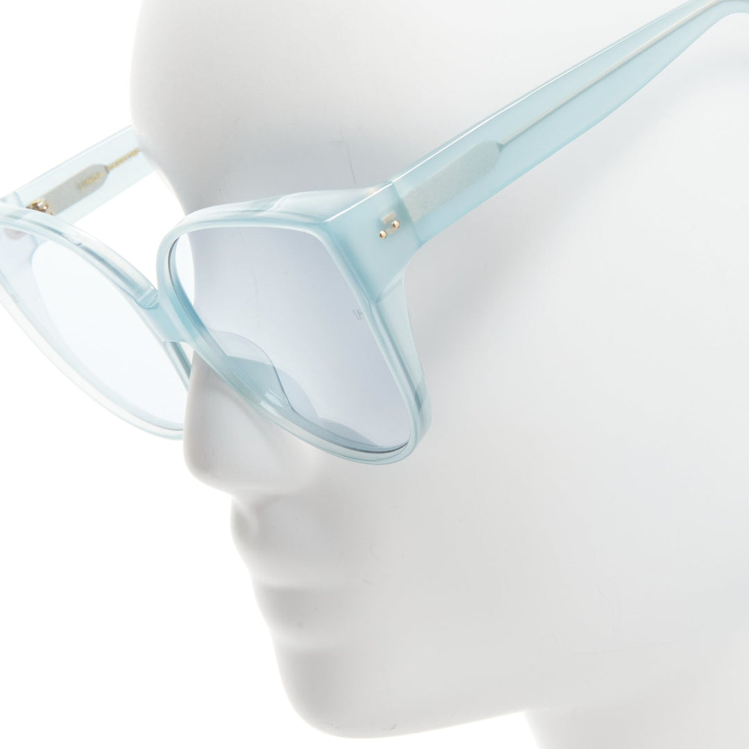LINDA FARROW LFL656/9 blue acetate clear lens oversized sunglasses