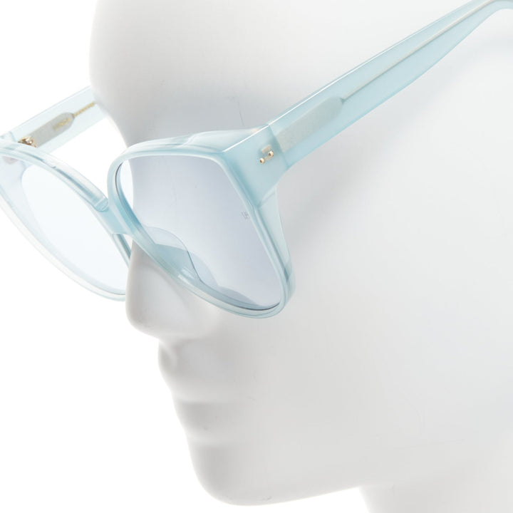 LINDA FARROW LFL656/9 blue acetate clear lens oversized sunglasses