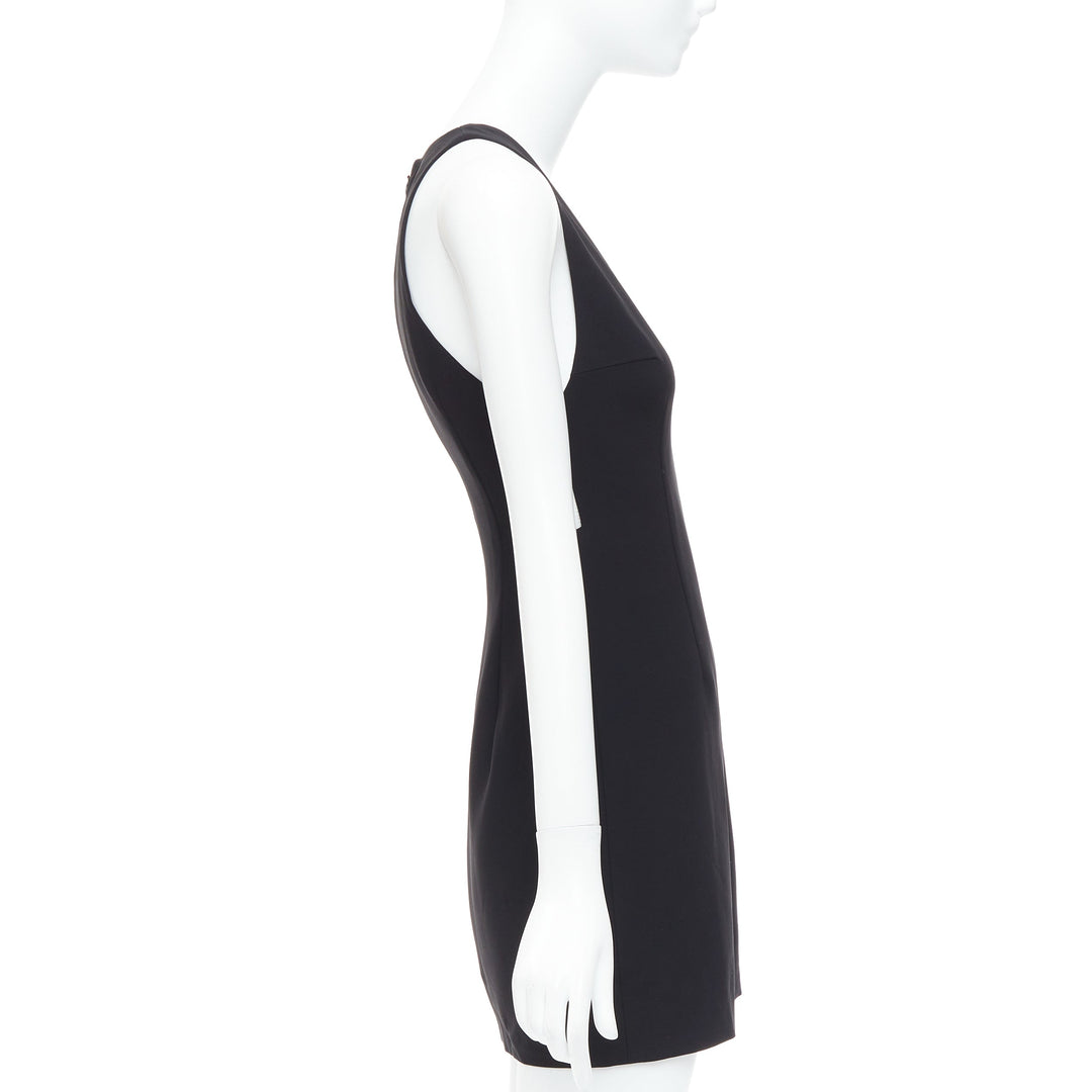 ALEXANDER WANG black fish wire plunge neck mini dress US2 S