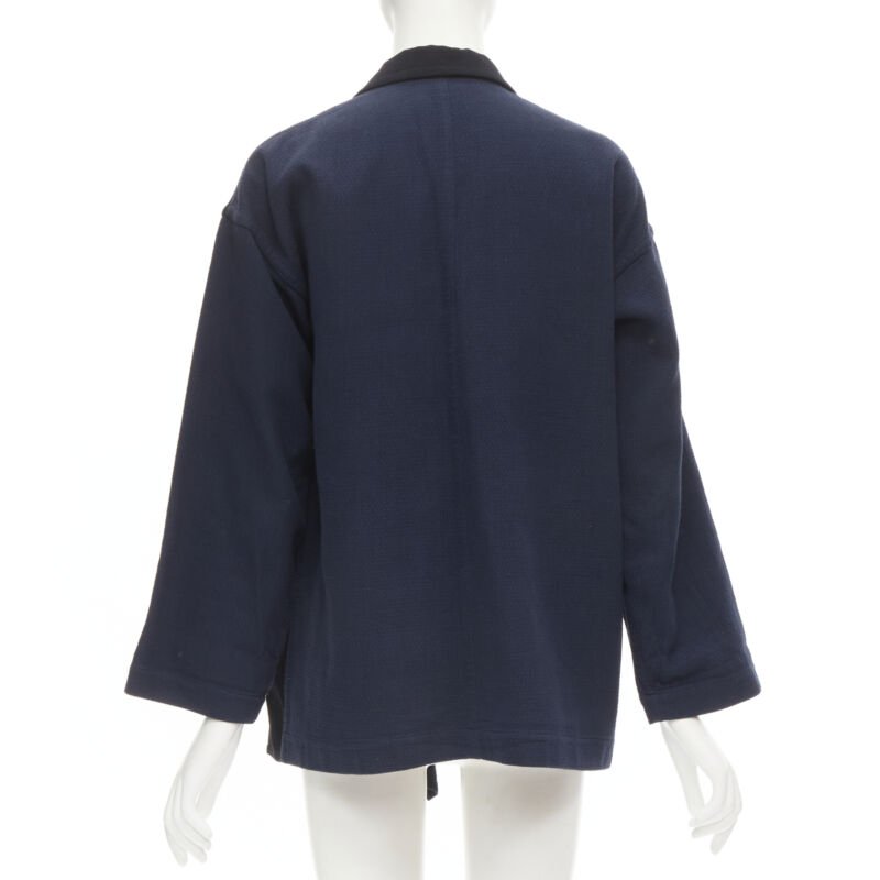 COMME DES GARCONS 1980's Vintage deconstructed black navy drape front blazer M
