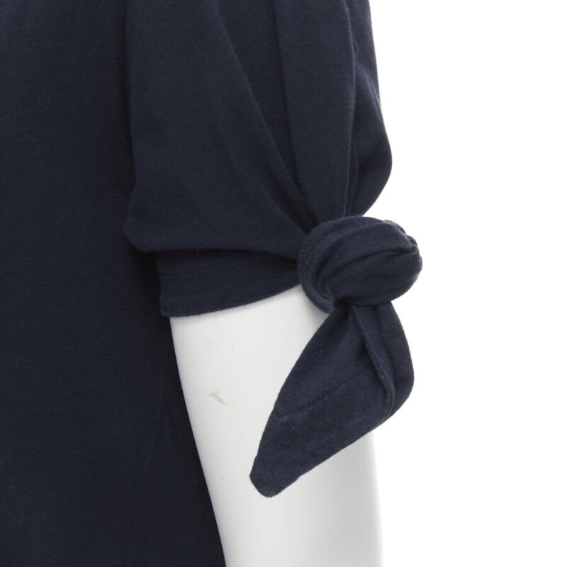 JW ANDERSON JWA logo embroidered navy blue cotton tie sleeve T-shirt S