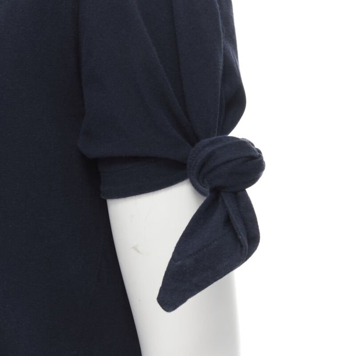 JW ANDERSON JWA logo embroidered navy blue cotton tie sleeve T-shirt S