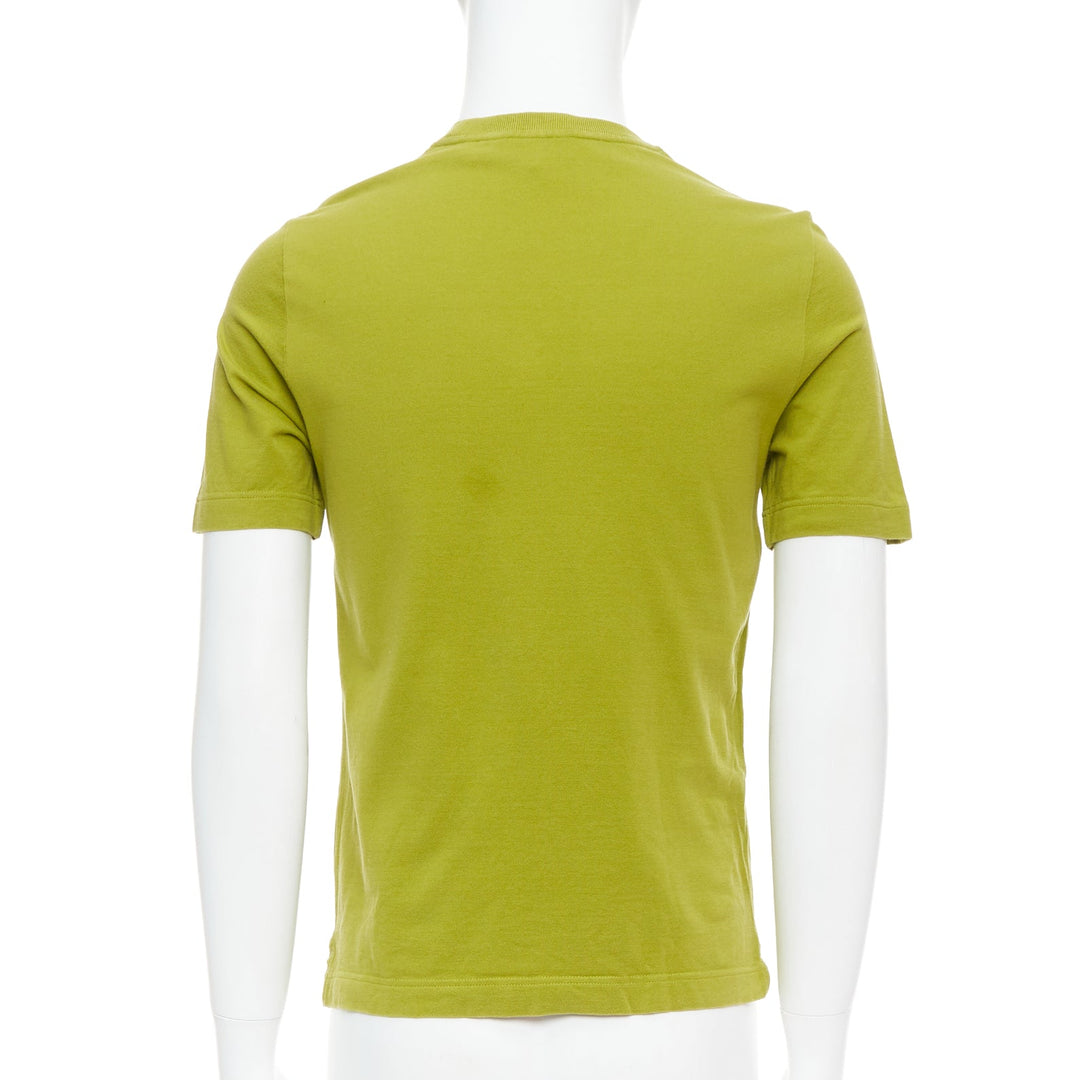 HERMES olive green cotton H logo crew neck pocket t-shirt top XS