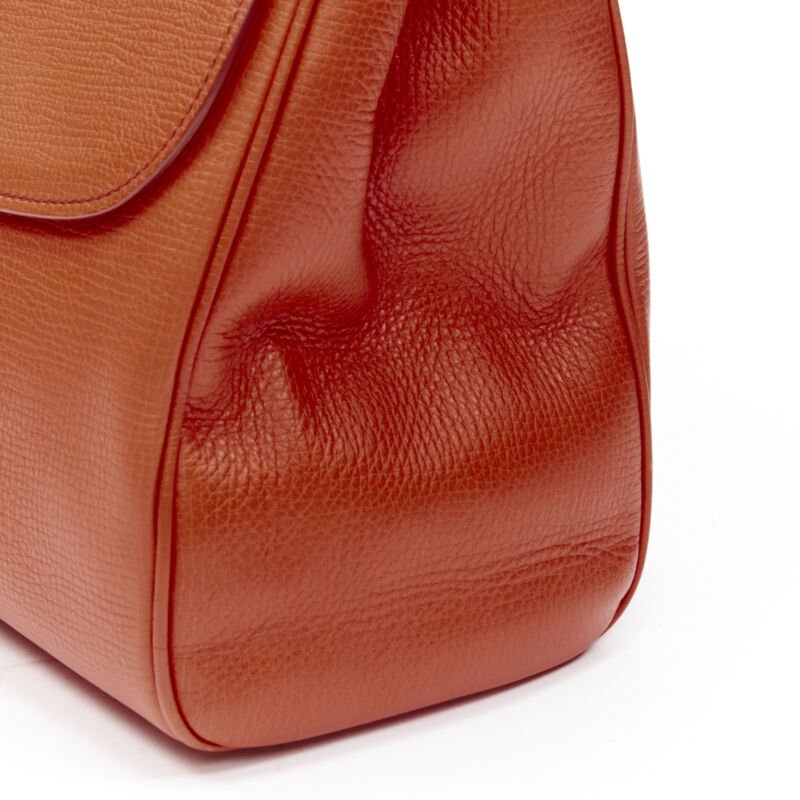 DOLCE GABBANA Monica orange leather gold lock flap shoulder satchel bag