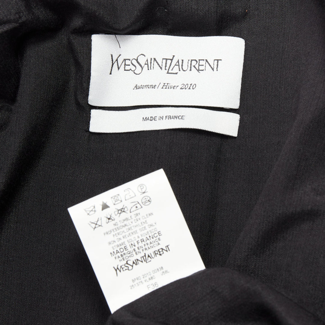 YVES SAINT LAURENT 2010 black wool blend deconstructed blazer FR36 S