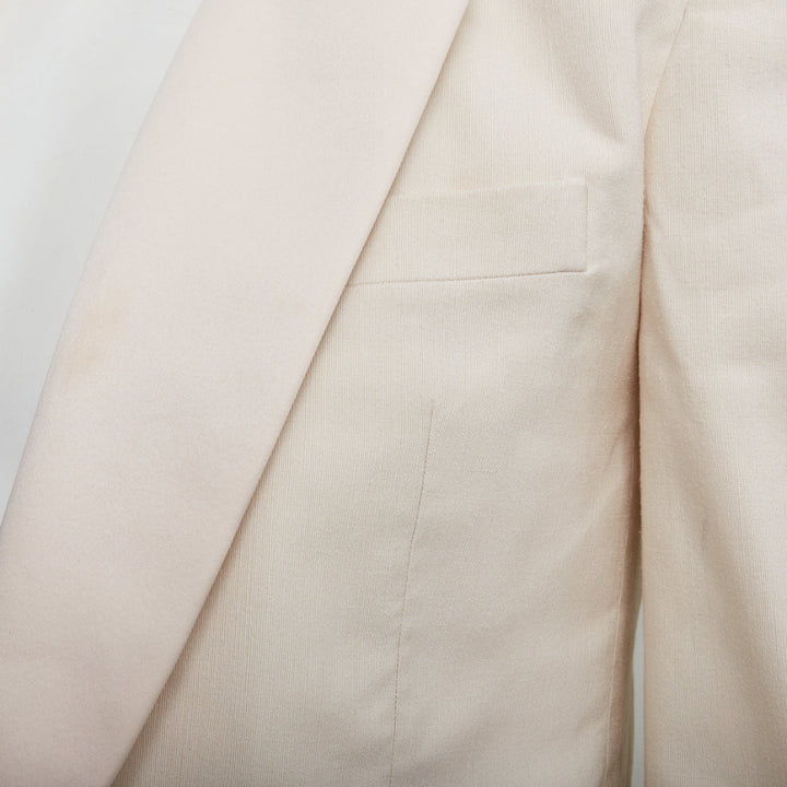 SAINT LAURENT 2023 cream multi silk blend satin lapel tuxedo blazer IT44 XS