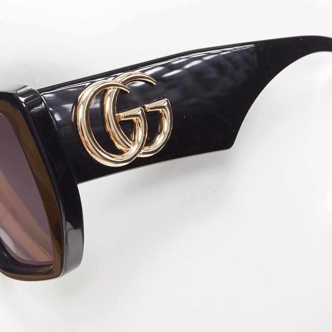 GUCCI GG0956S black cream cruella bicolor square oversiezd sunnies