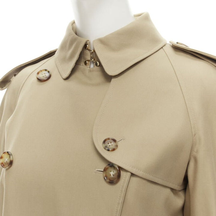 Runway BURBERRY Tisci cashmere logo blanket beige cotton trench coat UK4 S