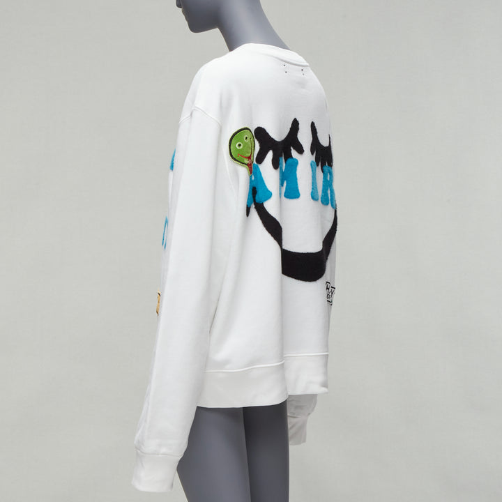 AMIRI 2021 A Love Movement healthy body knit badge smiley face white hoodie L