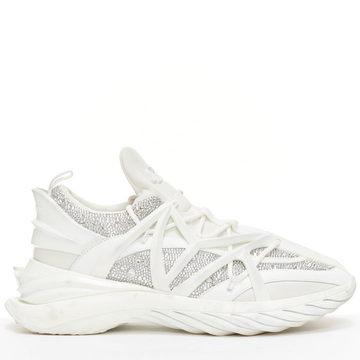 JIMMY CHOO Cosmos white leather rubber JC logo crystal dad sneakers EU39A
