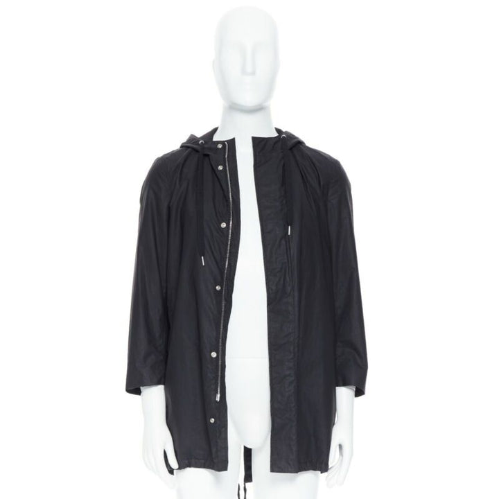 DIOR HOMME black hooded utilitarian drawstrings zipper windbreaker jacket