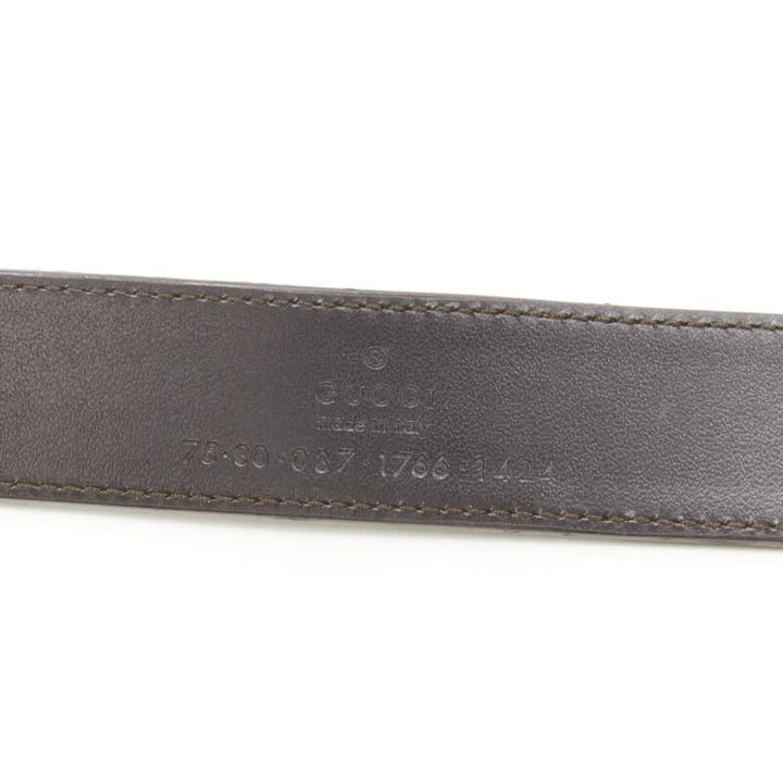 GUCCI Double Tiger gold tone buckle metallic copper leather skinny belt 75cm 30"