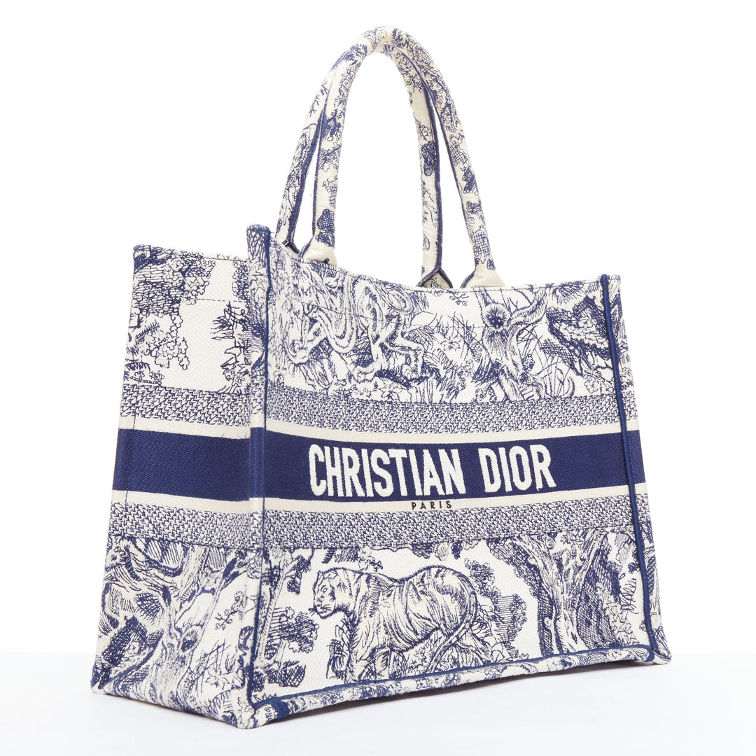 CHRISTIAN DIOR Book Tote navy cream Toile de Jouy canvas bag