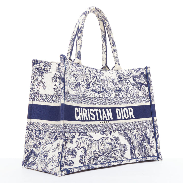 CHRISTIAN DIOR Book Tote navy cream Toile de Jouy canvas bag