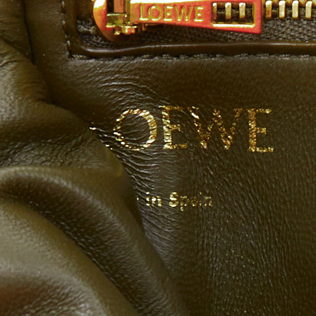 LOEWE Mini Puffer Goya khaki soft nappa padded pillow crossbody bag