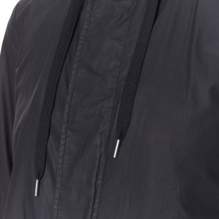 DIOR HOMME black hooded utilitarian drawstrings zipper windbreaker jacket