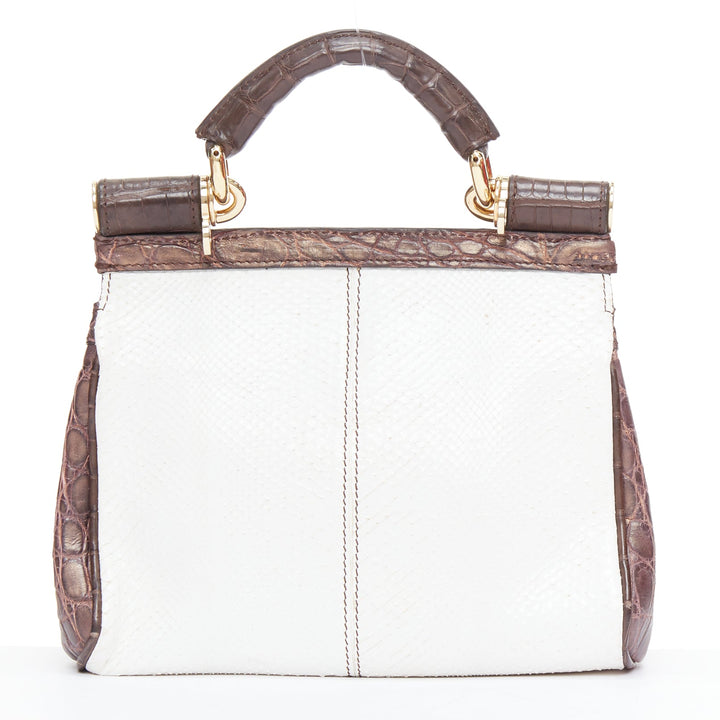 DOLCE GABBANA Miss Sicily brown white mixed scaled leather crossbody bag