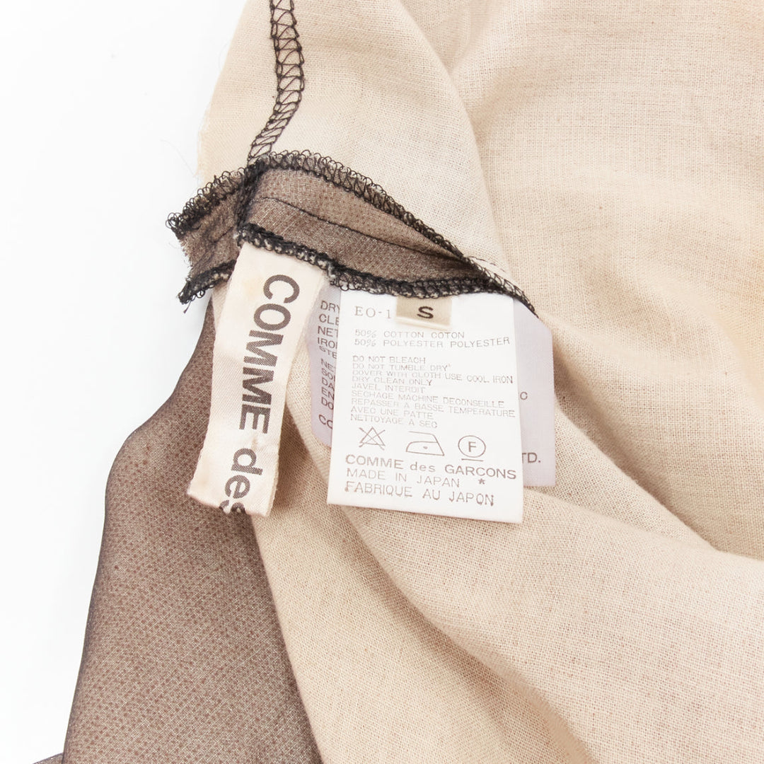 COMME DES GARCONS Vintage nude black sheer overlay A-line dress S Cindy Sherman