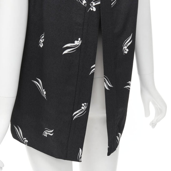 MARNI black white print crepe open split back sleeveless top IT40 S
