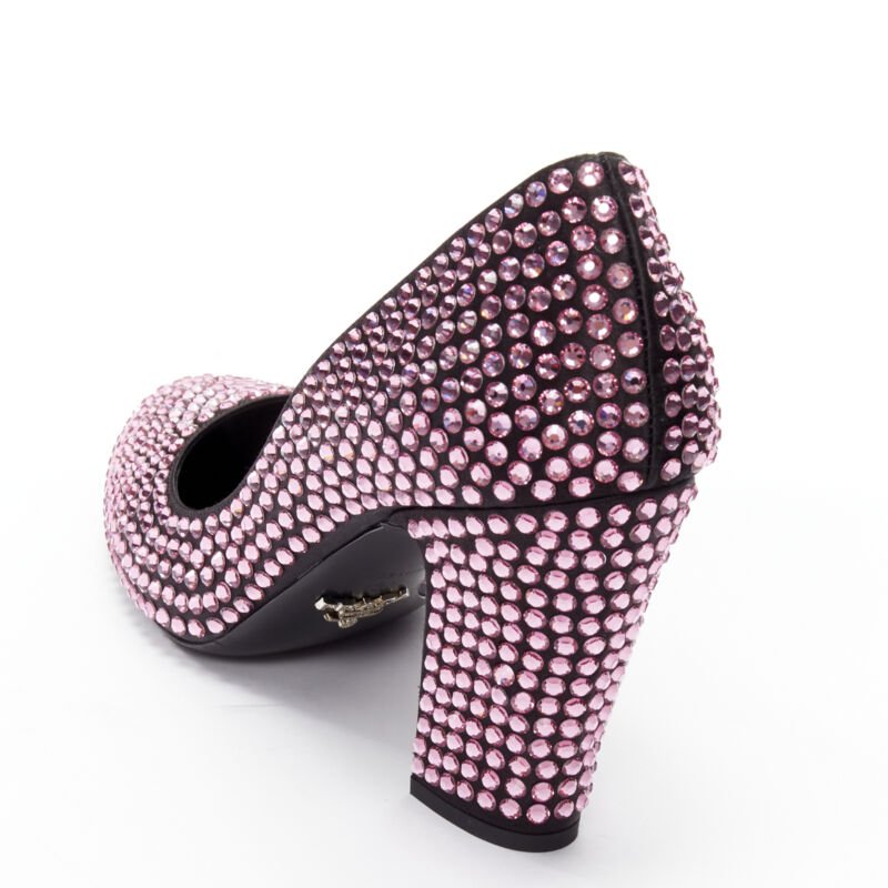 PRADA Rosa pink rhinestone crystal embellished pump EU37