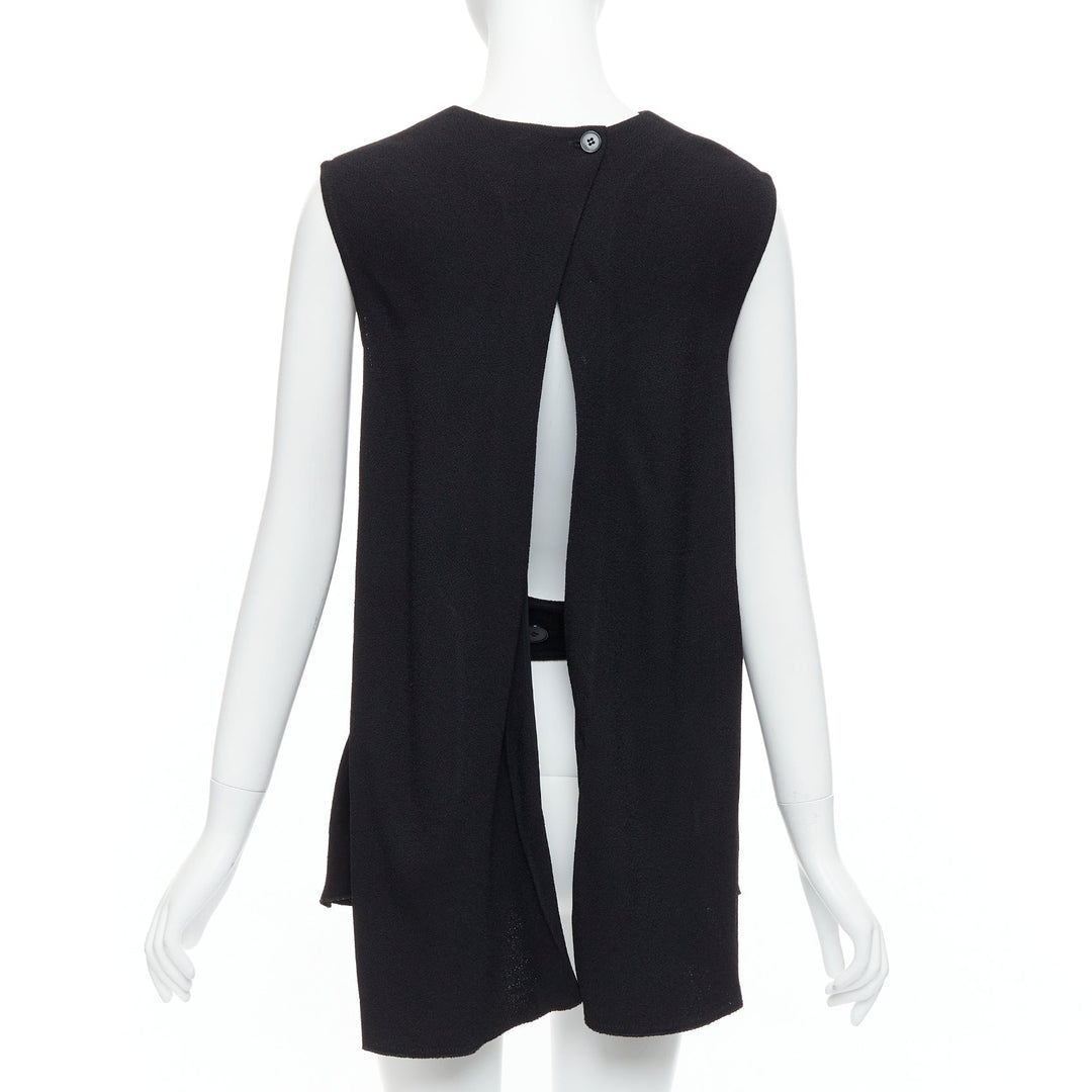 VICTORIA BECKHAM black drape backless inserted belt crew neck top