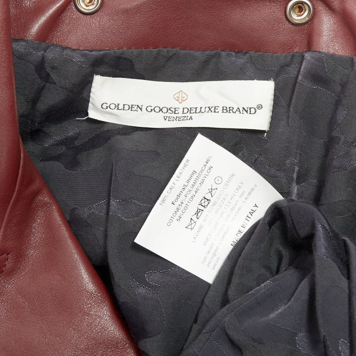 GOLDEN GOOSE Life burgundy calfskin leather cropped biker jacket M
