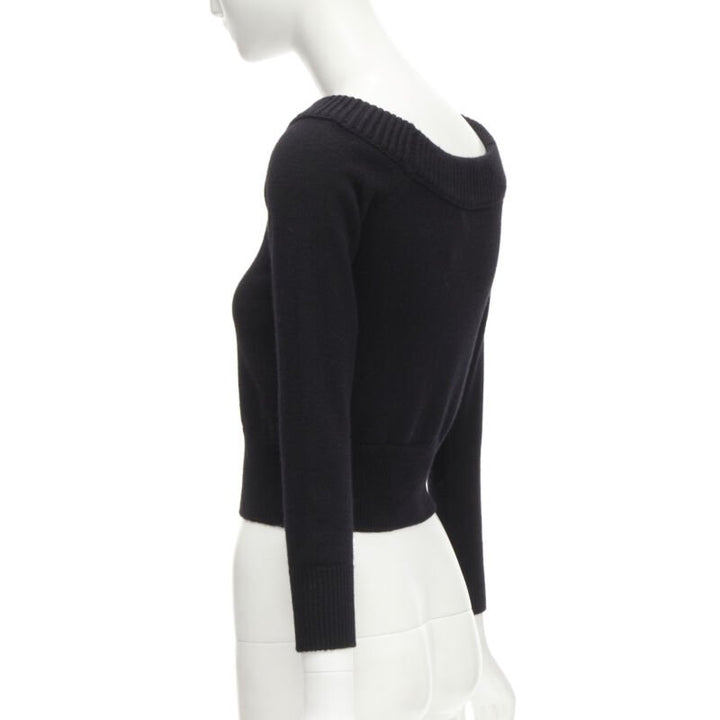 ALEXANDER MCQUEEN 2021 cashmere black coral crystal embroidery sweater S