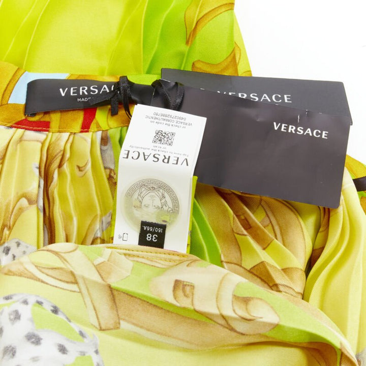 VERSACE 2020 Runway Barocco Acanthus Pop Medusa pleated midi skirt IT38 XS