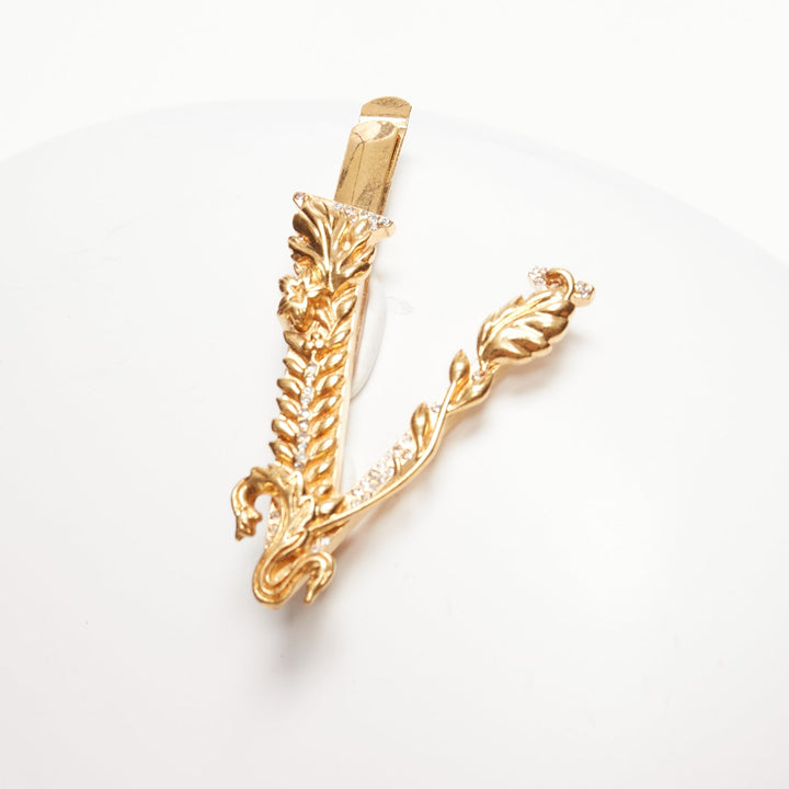 VERSACE Virtus gold baroque big V logo baroque single hair clip