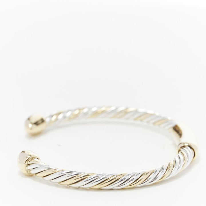 vintage BVLGARI JEWELLERY 18k yellow white gold twist bangle cuff bracelet