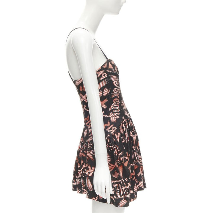 JEREMY SCOTT orange X-ray New York City Names strappy mini dress