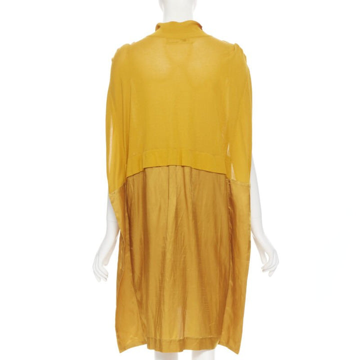 TOGA ARCHIVES mustard yellow knit polo draped skirt boxy casual dress JP1 M