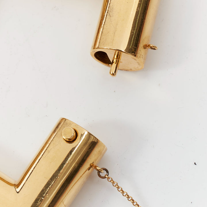 rare OLD CELINE Phoebe Philo Runway gold tubular square bangle cuff S