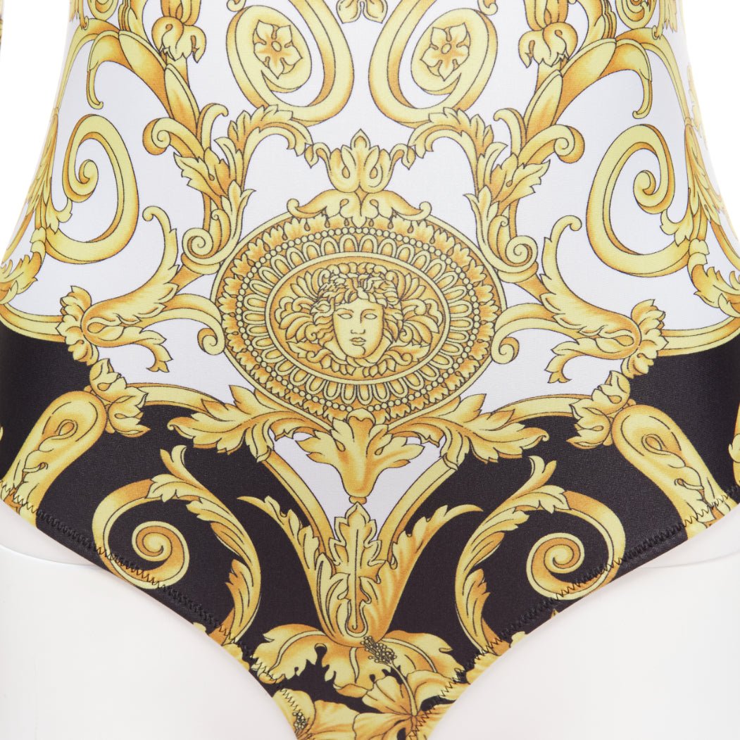 VERSACE 2018 Tribute gold Medusa Barocco long sleeve bodysuit top IT38 XS