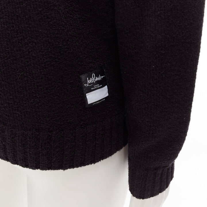 LORO PIANA 2021 Hiroshi Fujiwara black cotton logo tab round neck knit sweater M
