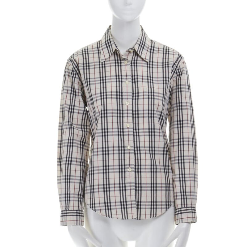 vintage BURBERRY House Check cotton long sleeve slim fit shirt top M
