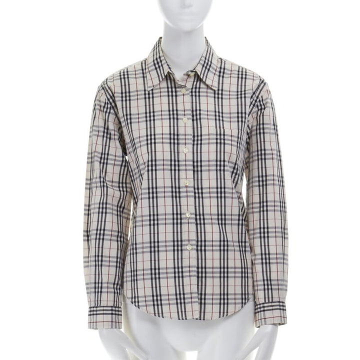 vintage BURBERRY House Check cotton long sleeve slim fit shirt top M